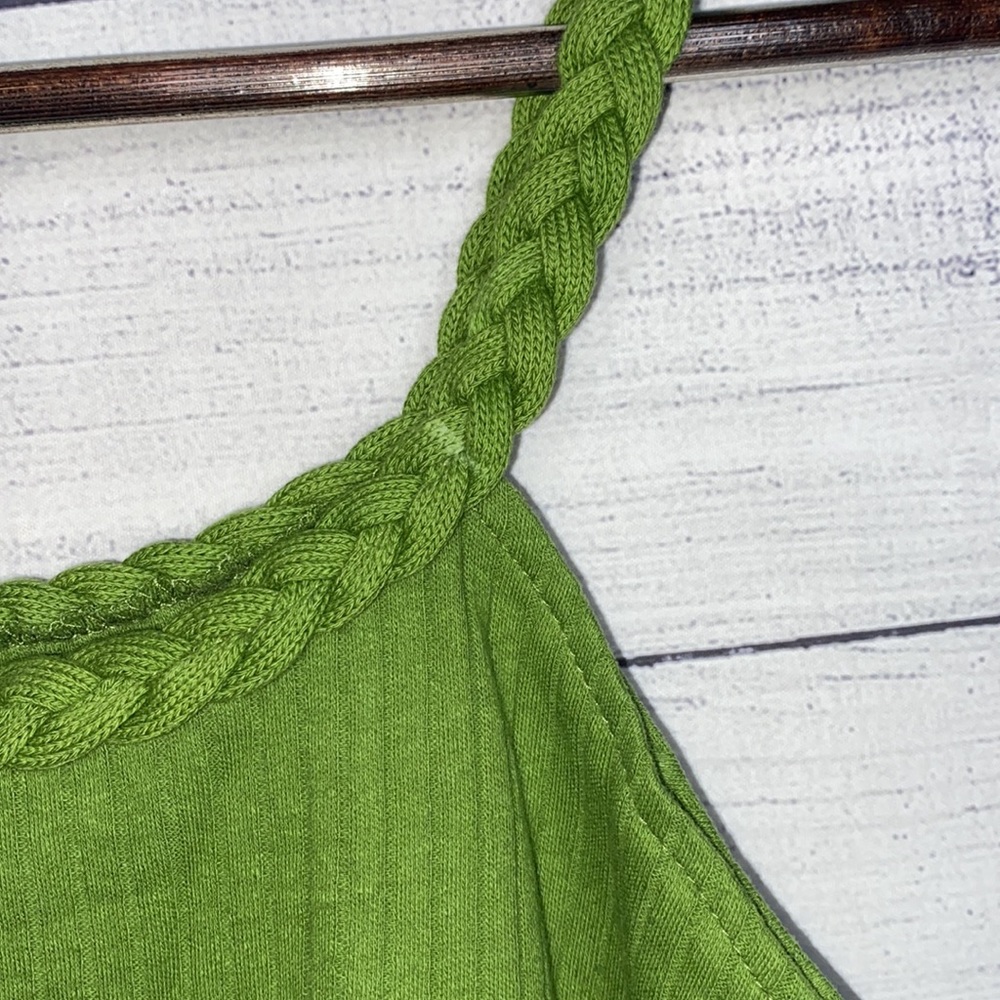 Browning Kelly green braided spaghetti strap tank top with lace detail on bottom - Picture 7 of 7